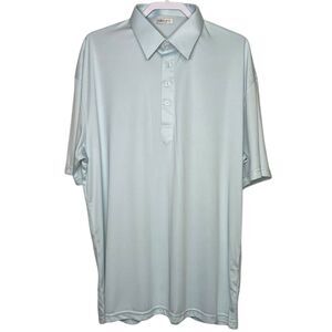 Collars & Co Polo Shirt Mens 2XL Light Blue Point Dress Collar Golf Stretch NEW